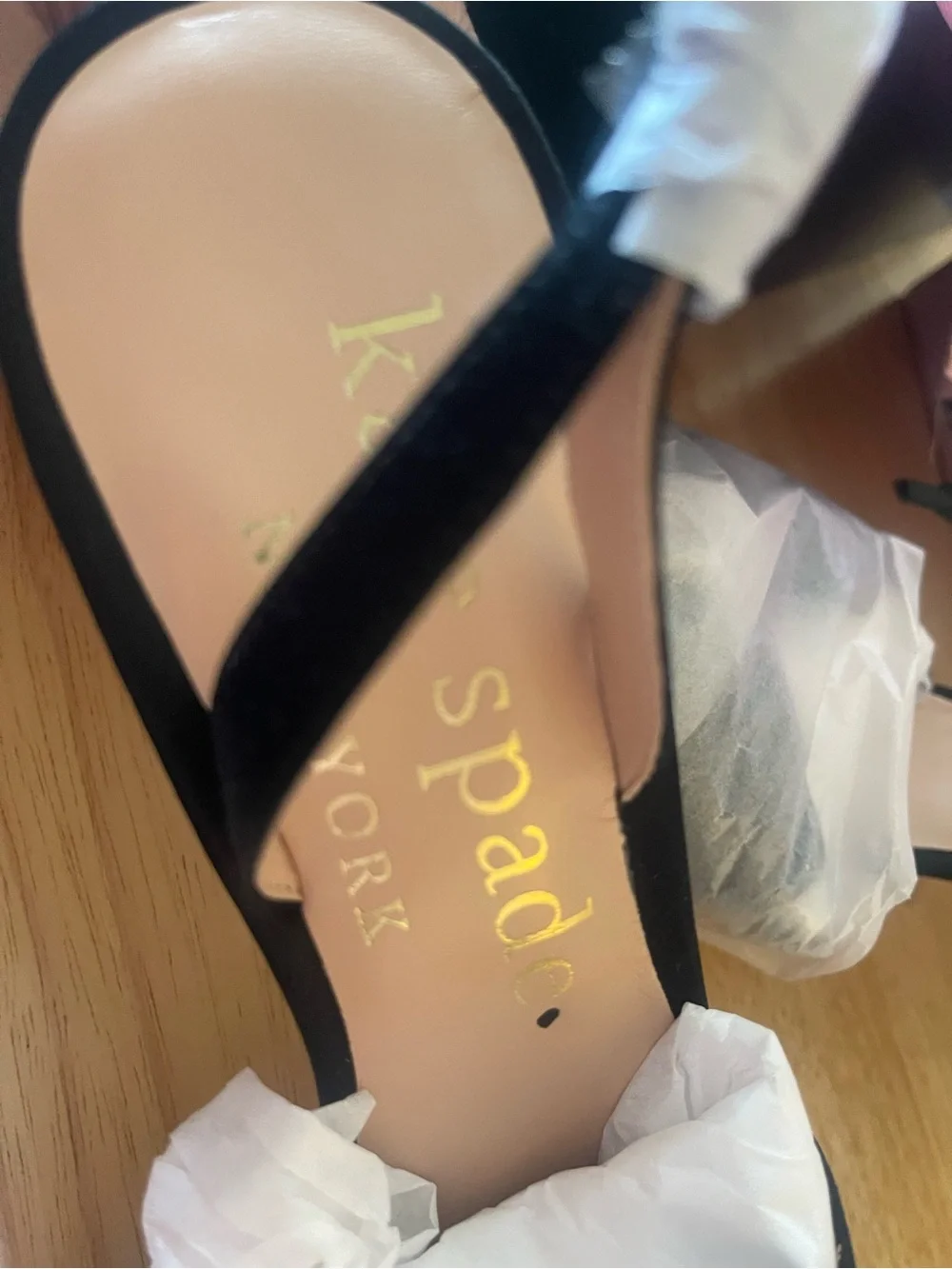 New Kate Spade Happily Black Slingback Pumps Size 8 Dressy Classy Party